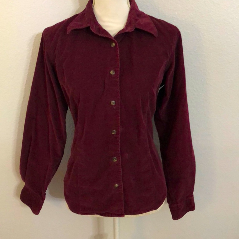 Lands’ End corduroy shirt size M. 100% cotton. Burgundy.